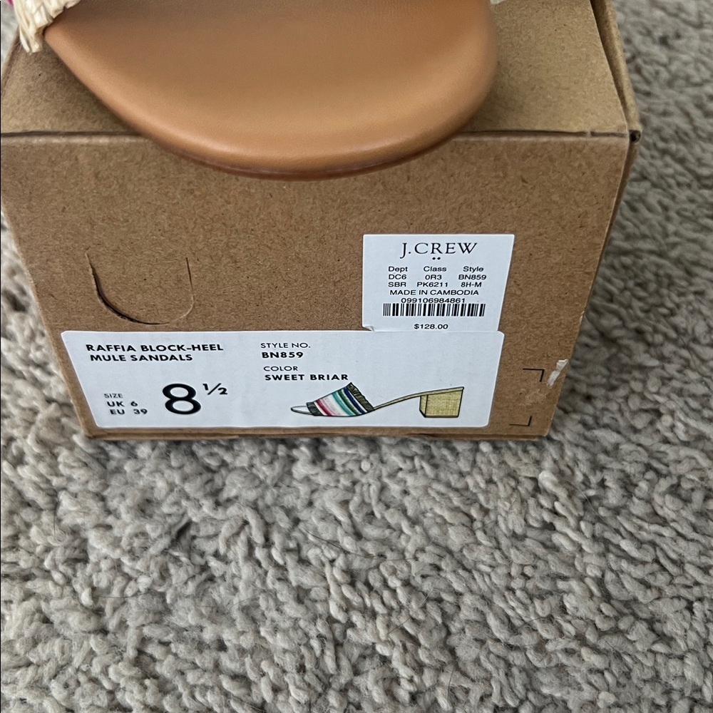 NWT J. Crew raffia block heel sandals 8.5 - Picture 2 of 3